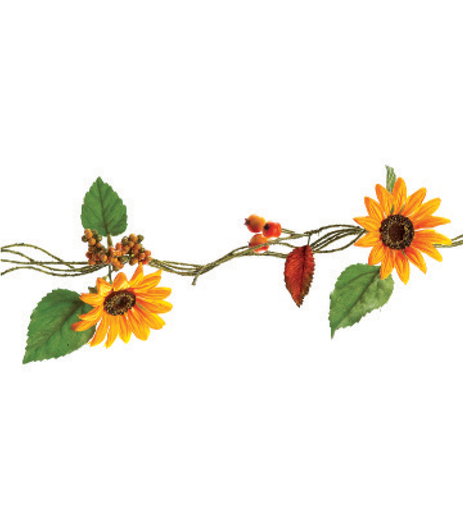 Sunflowers & Berries Garland 7.5 Ft